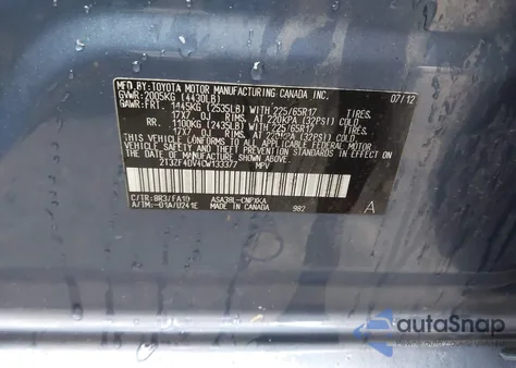 2012 Toyota Rav4 z USA, uszkodzony, nr VIN 2T3ZF4DV4CW133377